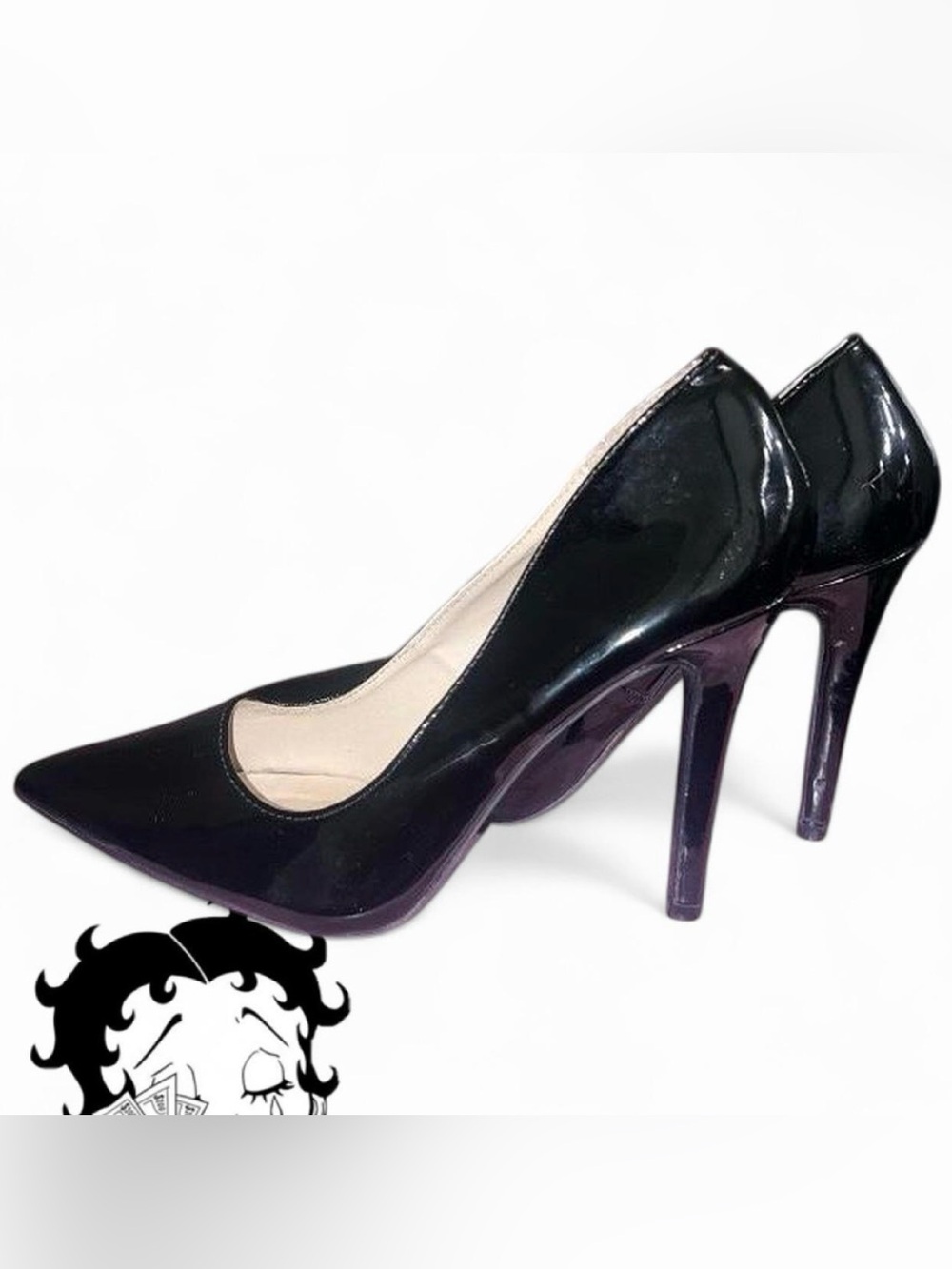 Black Pointed-Toe Stiletto Heels
